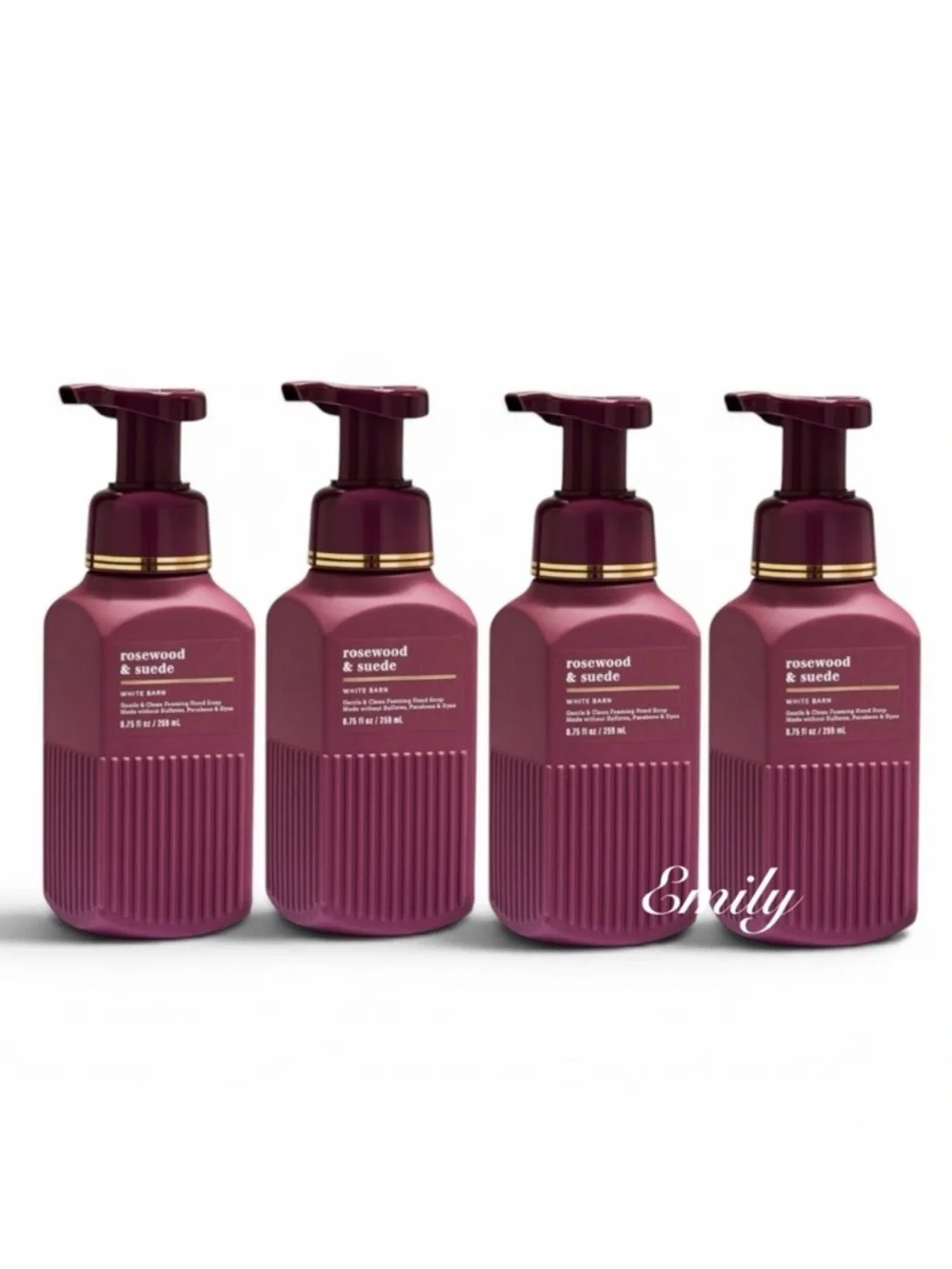 4X Bath & Body Works Rosewood & Suede LUXE Foaming Hand Soap 8.75 oz Set Bundle